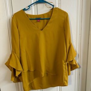 Chic Mustard Yellow Ruffle Sleeve Top